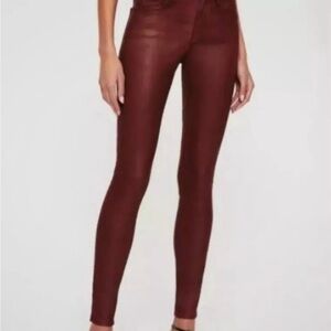 AG ADRIANO GOLDSCHMIED THE FARRAH SKINNY ANKLE Women Red 27R  Faux Leather Pants